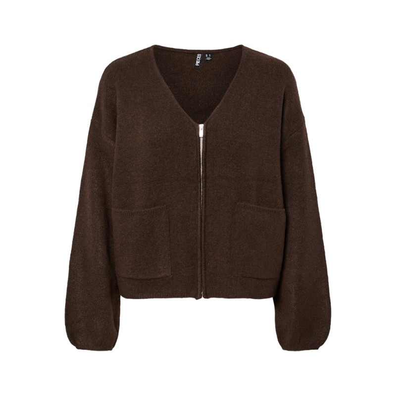 PIECES Junna L/S Strik Cardigan - Hot Fudge