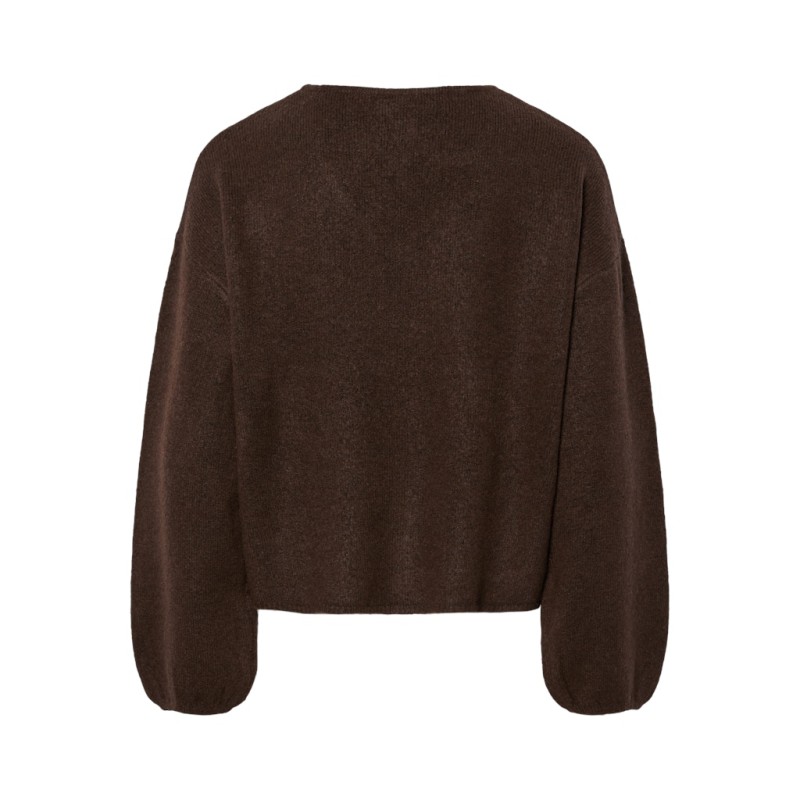 PIECES Junna L/S Strik Cardigan - Hot Fudge