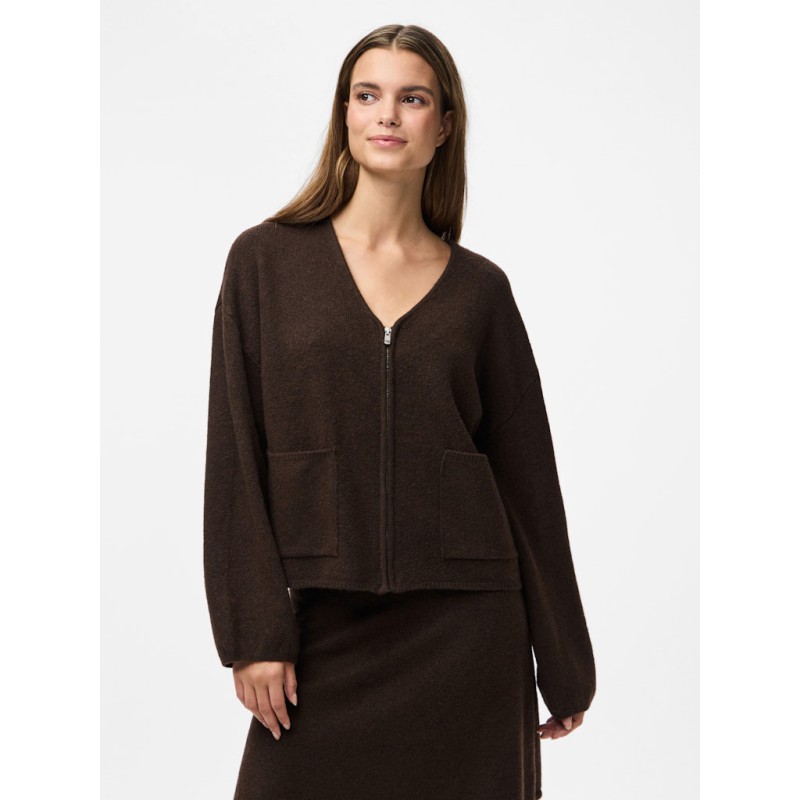 PIECES Junna L/S Strik Cardigan - Hot Fudge