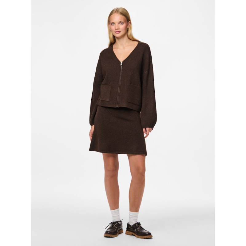 PIECES Junna L/S Strik Cardigan - Hot Fudge