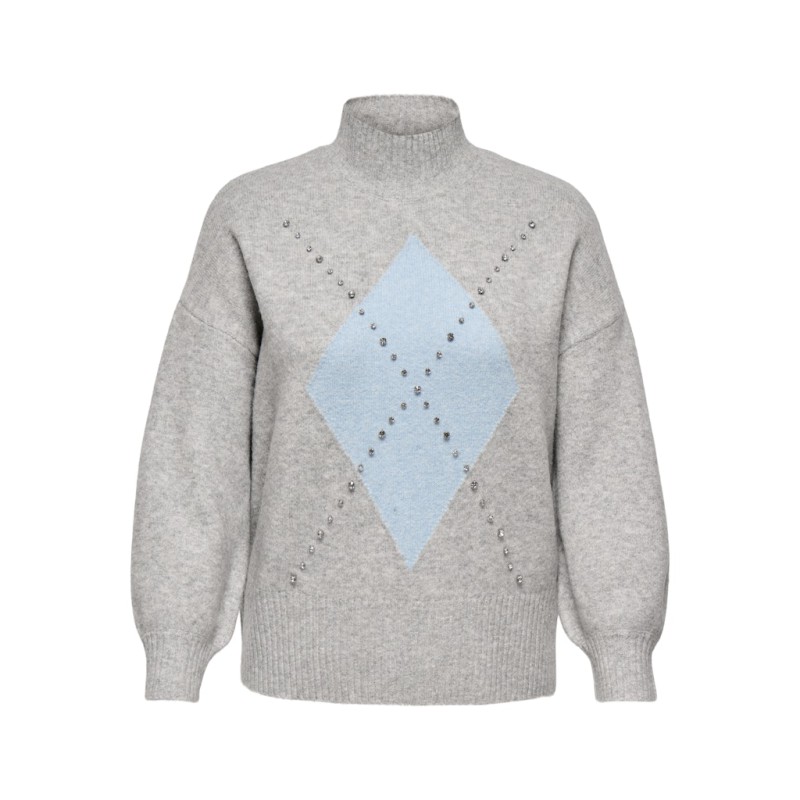 ONLY CARMAKOMA Wakefield L/S Sweater - Light Grey Melange