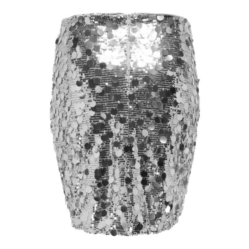 ONLY CARMAKOMA Cenna Kort Paillet Nederdel - Silver