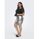 ONLY CARMAKOMA Cenna Kort Paillet Nederdel - Silver