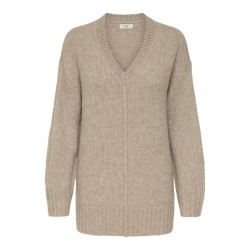 JDY Malone L/S Lang Strik Pullover - Greige