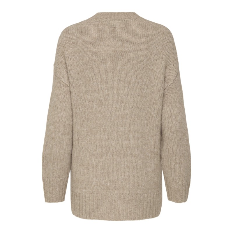 JDY Malone L/S Lang Strik Pullover - Greige