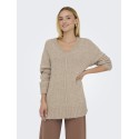 JDY Malone L/S Lang Strik Pullover - Greige