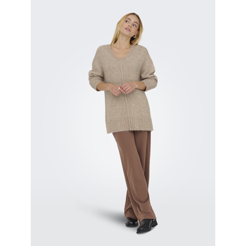 JDY Malone L/S Lang Strik Pullover - Greige