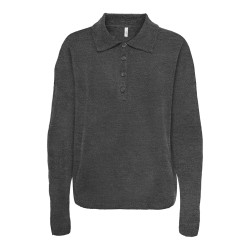 ONLY Talio L/S Strik Polo - Dark Grey Melange