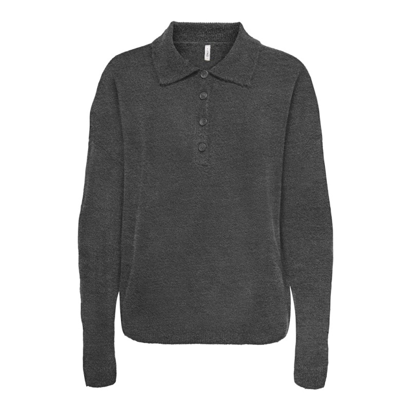 ONLY Talio L/S Strik Polo - Dark Grey Melange