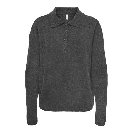 ONLY Talio L/S Strik Polo - Dark Grey Melange