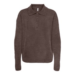 ONLY Talio L/S Strik Polo - Chocolate Martini