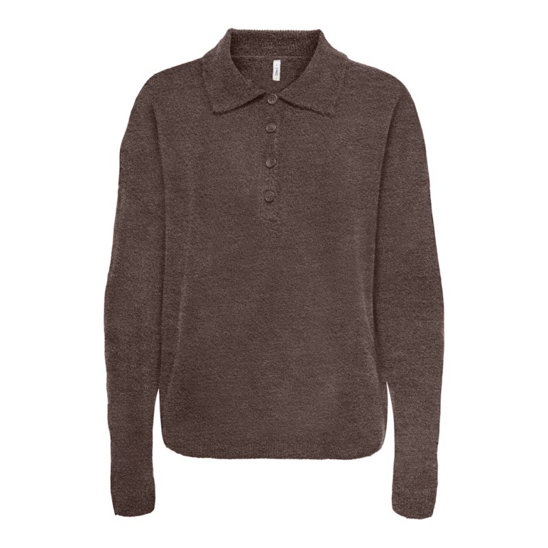 ONLY Talio L/S Strik Polo - Chocolate Martini