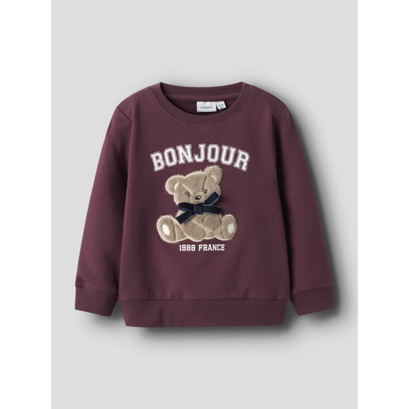 NAME IT MINI Rear L/S Sweatshirt - Burgundy