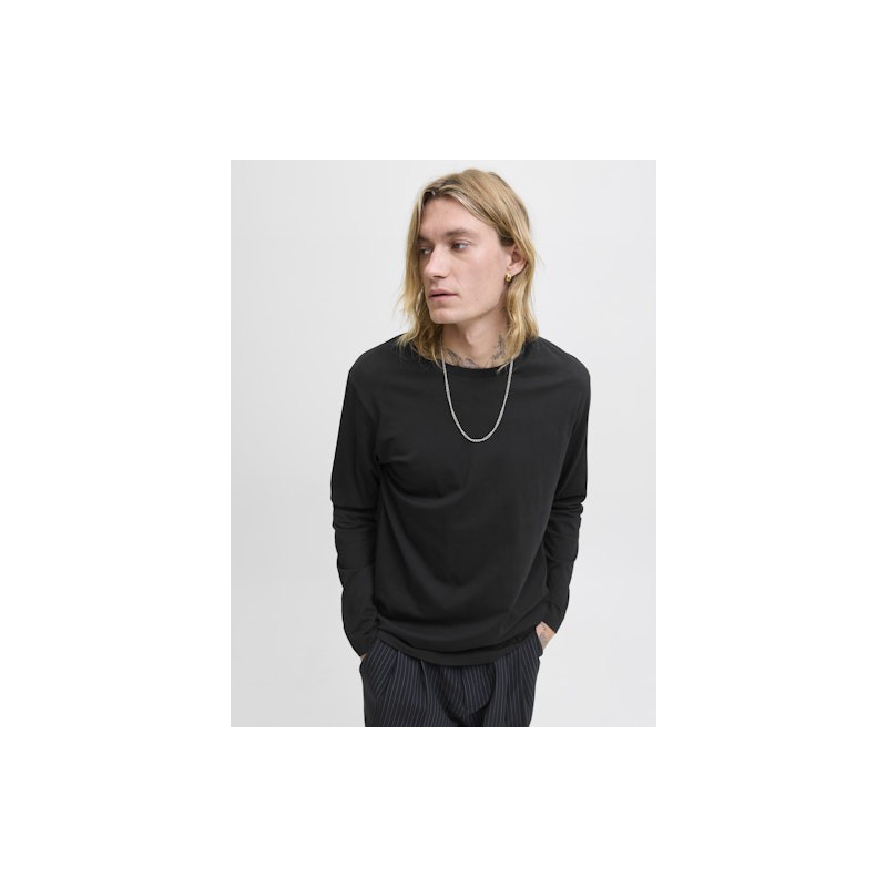 JACK&JONES Basic tee L/S O-Neck - Sort