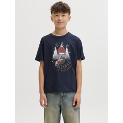 JACK & JONES JUNIOR Noel Xmas T-shirt - Sky Captain