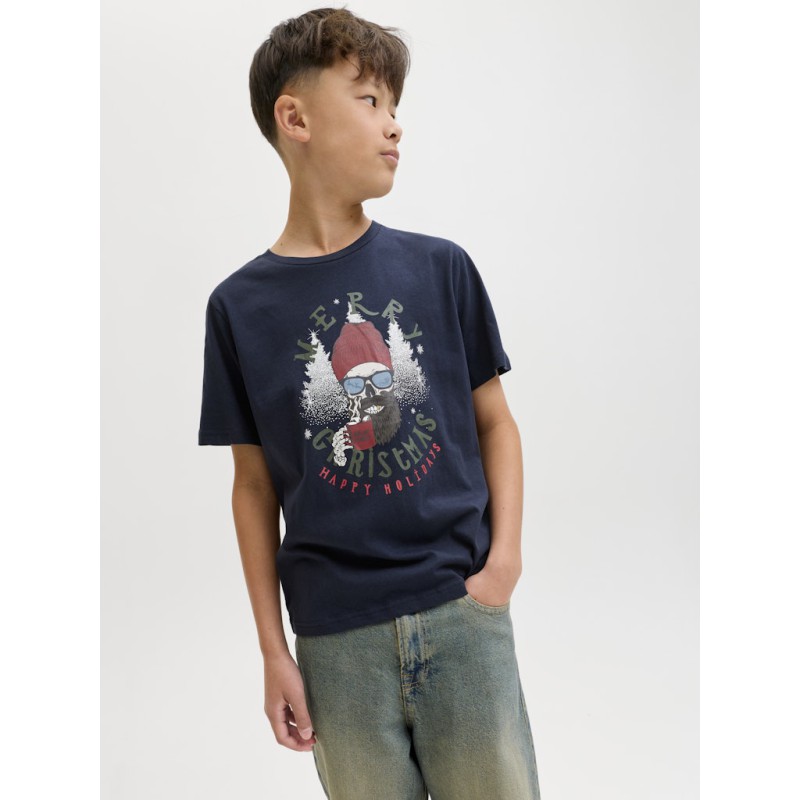 JACK & JONES JUNIOR Noel Xmas T-shirt - Sky Captain