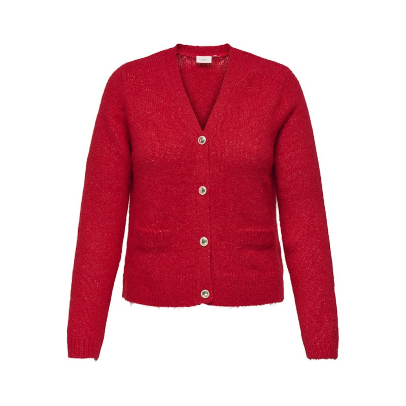 ONLY CARMAKOMA Maggie L/S Strik Cardigan - Salsa