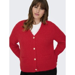 ONLY CARMAKOMA Maggie L/S Strik Cardigan - Salsa