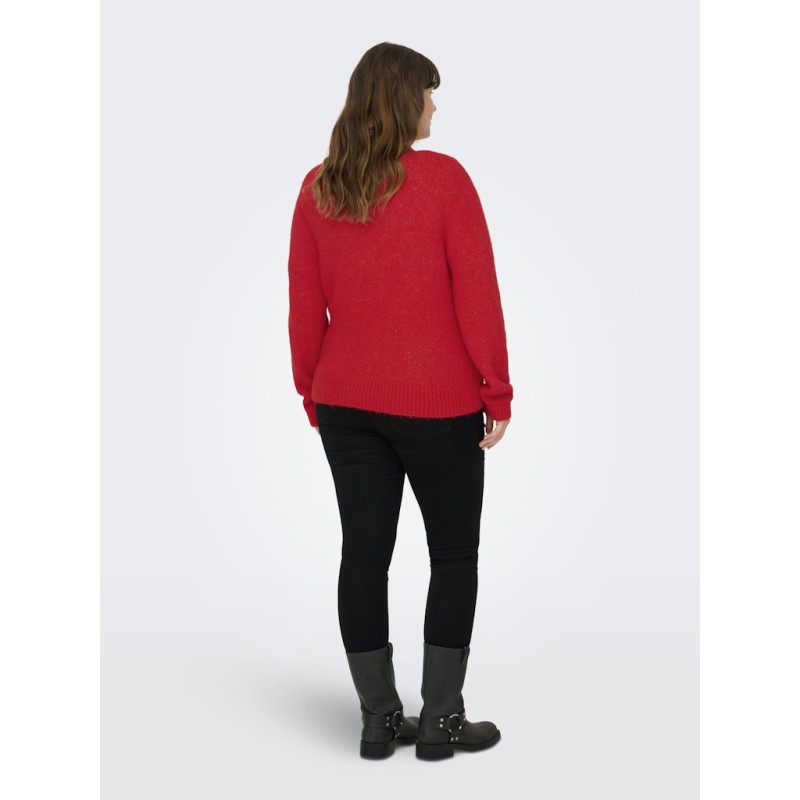 ONLY CARMAKOMA Maggie L/S Strik Cardigan - Salsa