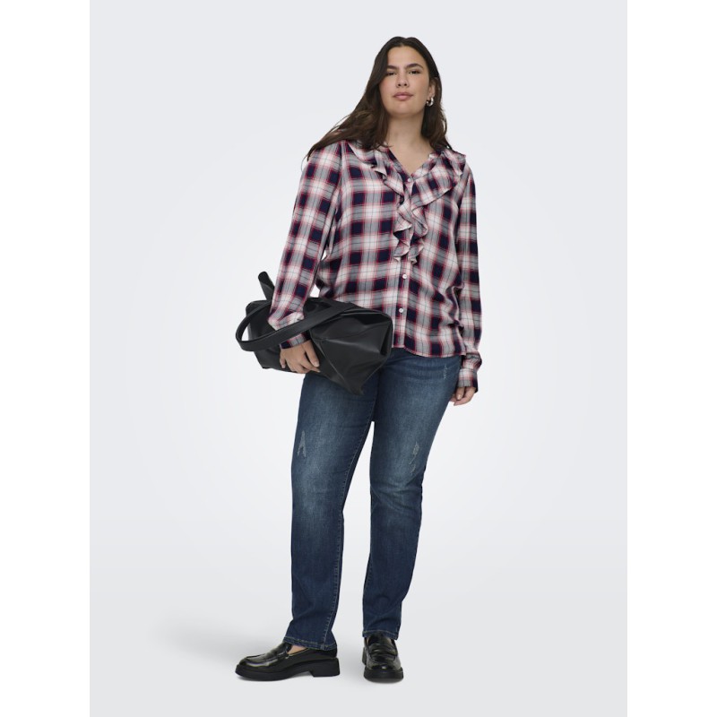 ONLY CARMAKOMA Halle L/S Skjorte - Evening Blue