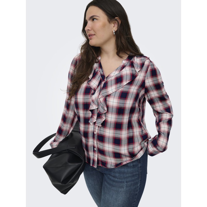 ONLY CARMAKOMA Halle L/S Skjorte - Evening Blue