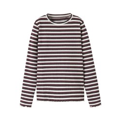 NAME IT KIDS Vemma Glitter Bluse - Cloud Dancer / Sort + Burgundy