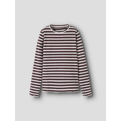 NAME IT KIDS Vemma Glitter Bluse - Cloud Dancer / Sort + Burgundy