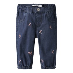NAME IT BABY Rose Broderede Jeans 5321 - Dark Blue Denim / Flower
