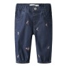 NAME IT BABY Rose Broderede Jeans 5321 - Dark Blue Denim / Flower