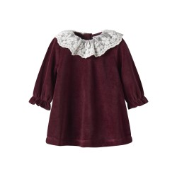 NAME IT BABY Roxy L/S Velour Kjole - Burgundy