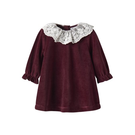 NAME IT BABY Roxy L/S Velour Kjole - Burgundy