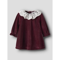 NAME IT BABY Roxy L/S Velour Kjole - Burgundy