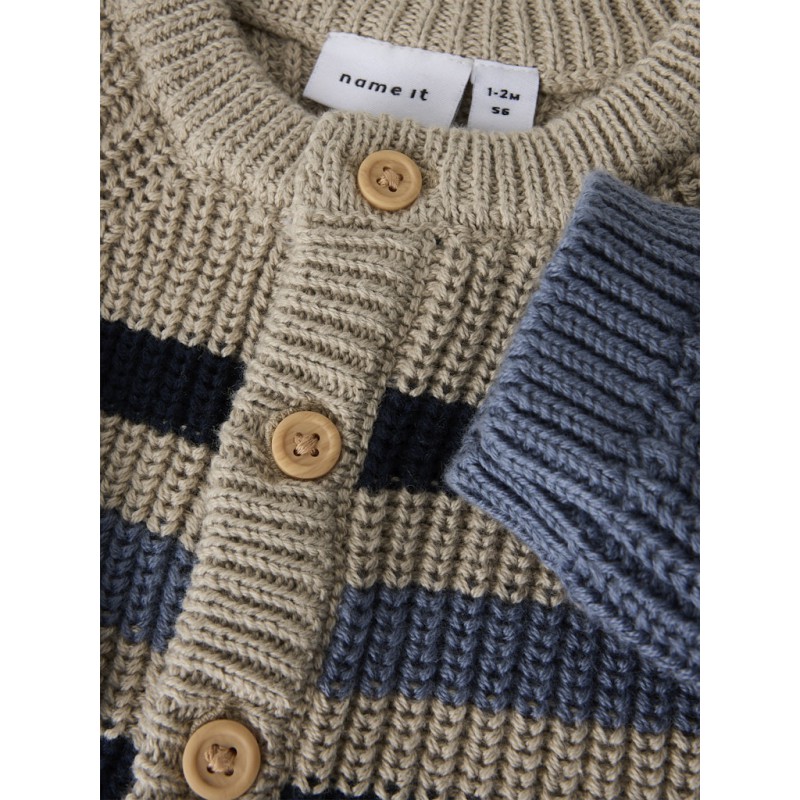 NAME IT BABY Raya L/S Strik Cardigan - Flint Stone
