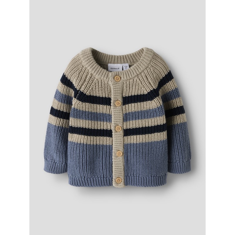 NAME IT BABY Raya L/S Strik Cardigan - Flint Stone