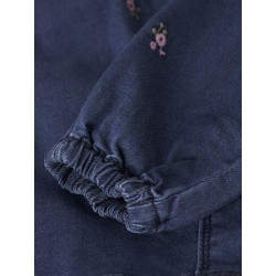 NAME IT MINI Rose Broderede Jeans 5321 - Dark Blue Denim / Flower