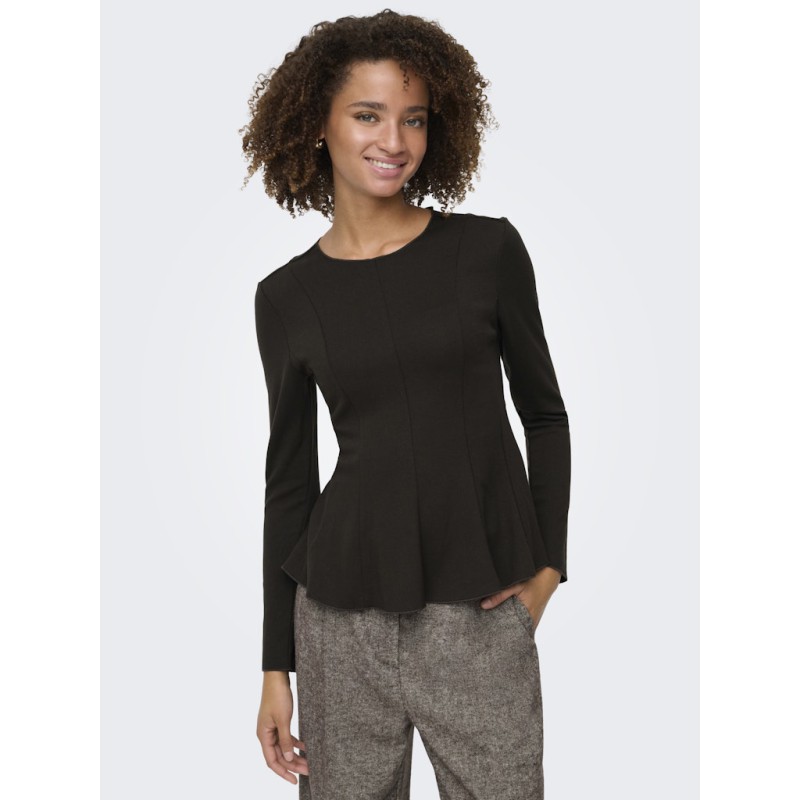 ONLY Kenya L/S Peplum Bluse - Chocolate Torte