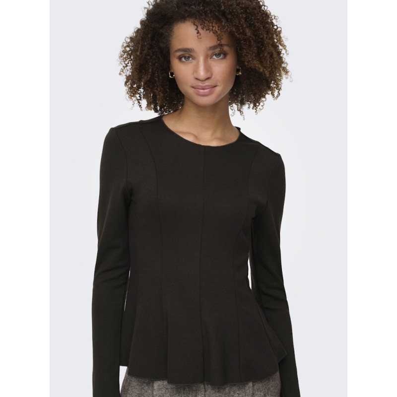 ONLY Kenya L/S Peplum Bluse - Chocolate Torte