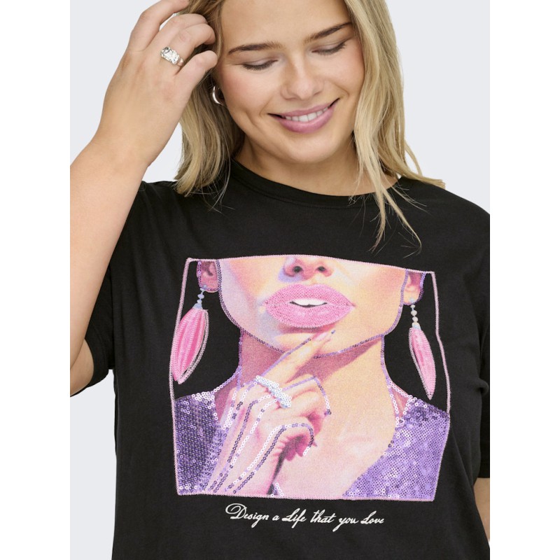 ONLY CARMAKOMA Christa T-shirt - Sort / Party Girl