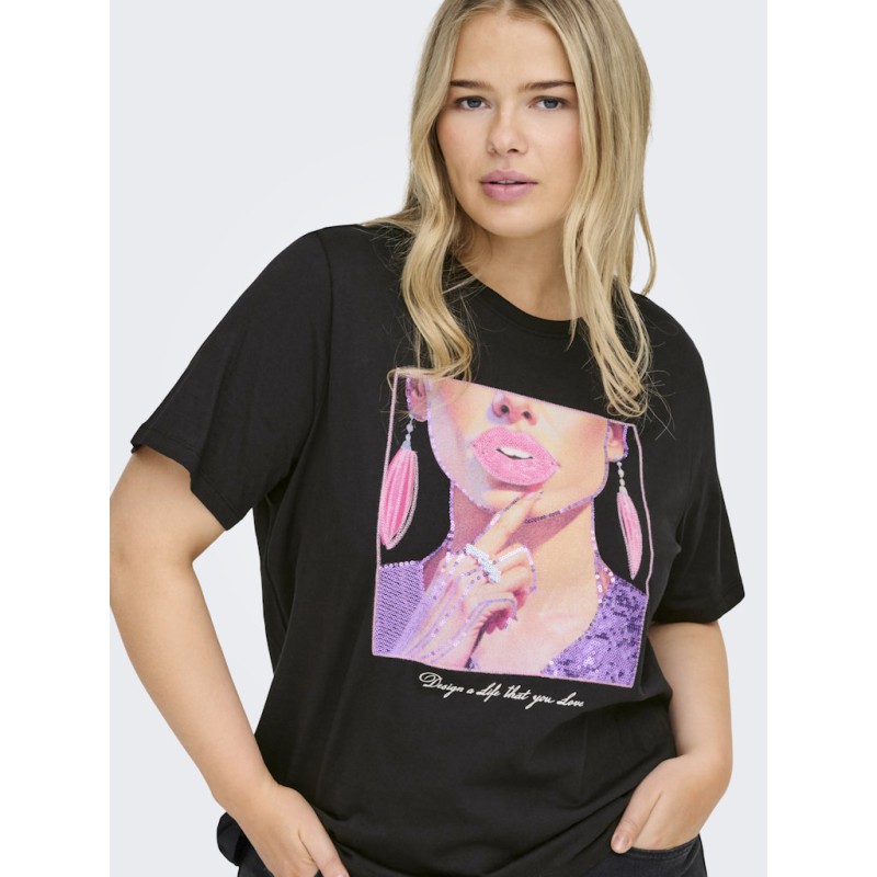 ONLY CARMAKOMA Christa T-shirt - Sort / Party Girl