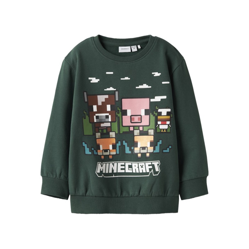 NAME IT MINI Nell Minecraft Sweatshirt - Bistro Green