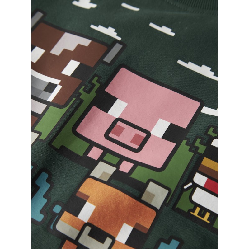 NAME IT MINI Nell Minecraft Sweatshirt - Bistro Green