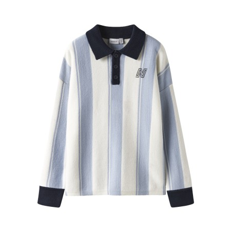 NAME IT KIDS Sima L/S Strik Polo - Kentucky Blue
