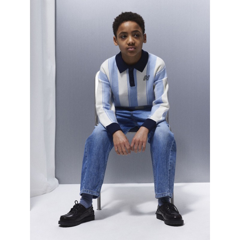 NAME IT KIDS Sima L/S Strik Polo - Kentucky Blue