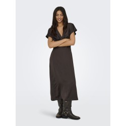 JDY Urba S/S Satin Kjole - Chocolate Torte