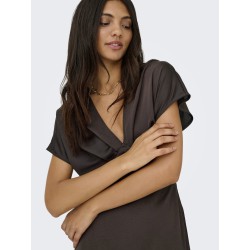 JDY Urba S/S Satin Kjole - Chocolate Torte