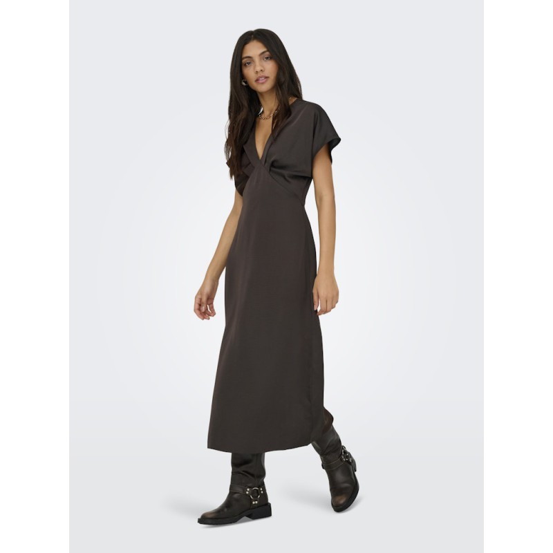 JDY Urba S/S Satin Kjole - Chocolate Torte