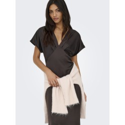 JDY Urba S/S Satin Kjole - Chocolate Torte