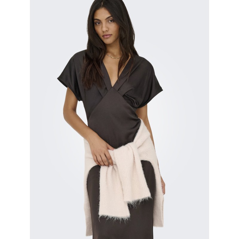 JDY Urba S/S Satin Kjole - Chocolate Torte