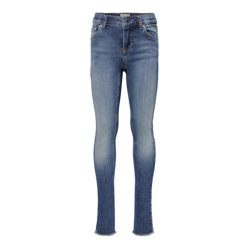 KIDS ONLY Blush Skinny Raw Jeans - Medium Blue Denim