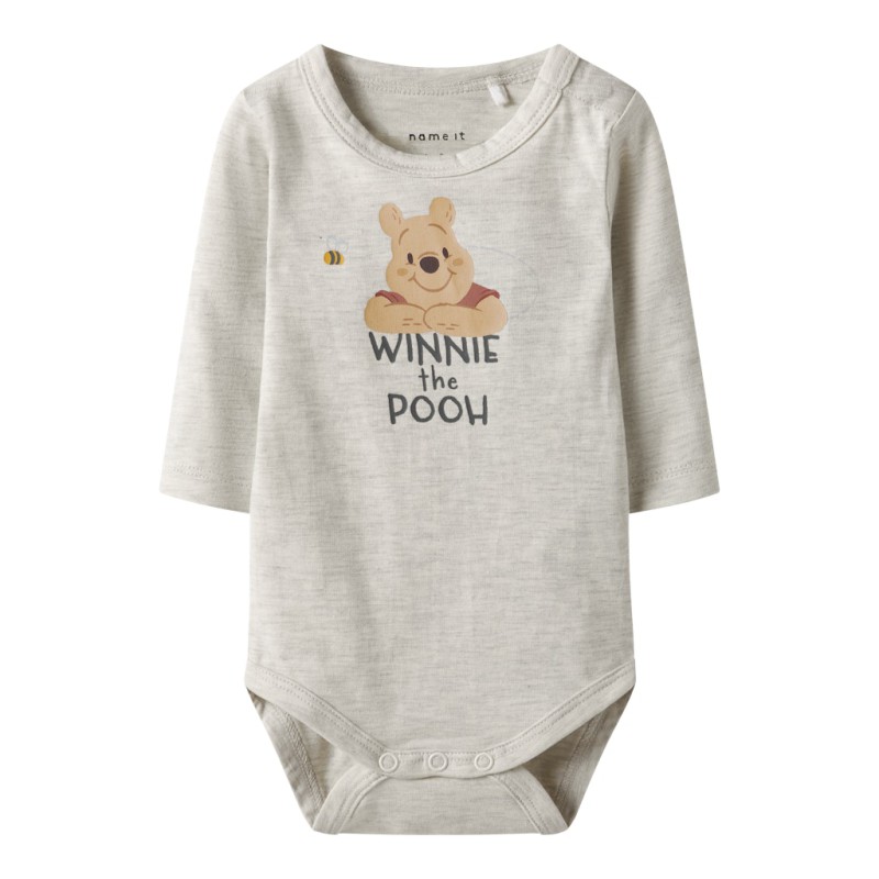 NAME IT BABY Nola Pooh L/S Bodystocking - Peyote Melange